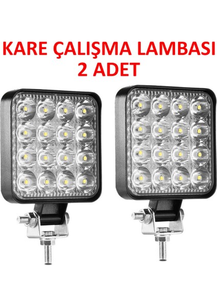 Fruens 2 Adet 11X11 16 LED Kare Off Road Traktör Tir Kamyon Sis Fari Sis Lambasi Çalisma Lambasi Projektör