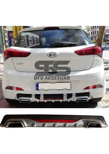 Fruens Hyundai I20 Difüzör Arka Tampon Eki 2 Egzoz Çıkışlı Gri Reflektörlü