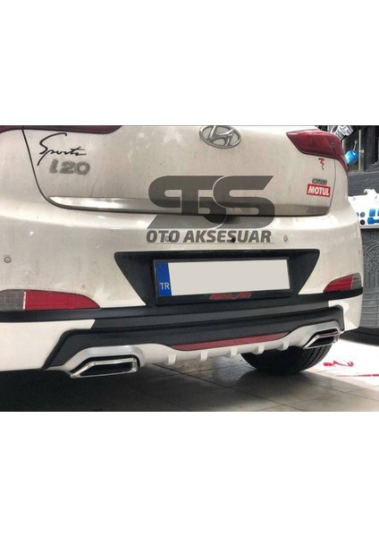 Fruens Hyundai I20 Difüzör Arka Tampon Eki 2 Egzoz Çıkışlı Gri Reflektörlü
