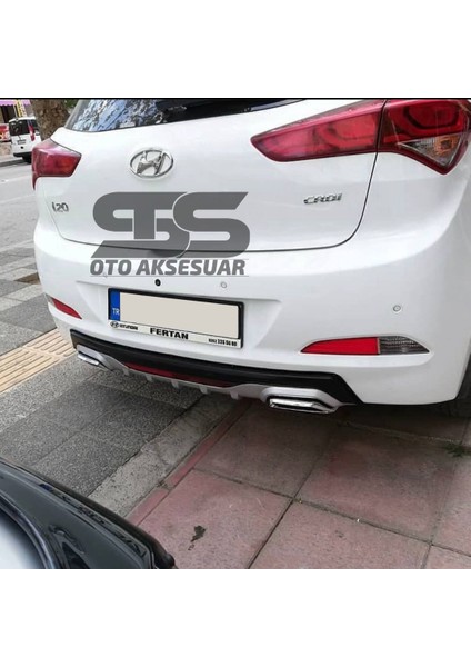 Fruens Hyundai I20 Difüzör Arka Tampon Eki 2 Egzoz Çıkışlı Gri Reflektörlü