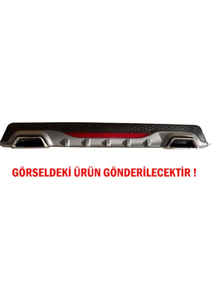 Fruens Hyundai I20 Difüzör Arka Tampon Eki 2 Egzoz Çıkışlı Gri Reflektörlü