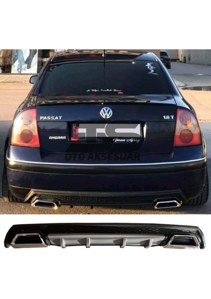 Fruens Volkswagen Passat B5 Difüzör Arka Tampon Eki 2 Egzoz Çıkışlı Gri Lüx Tip