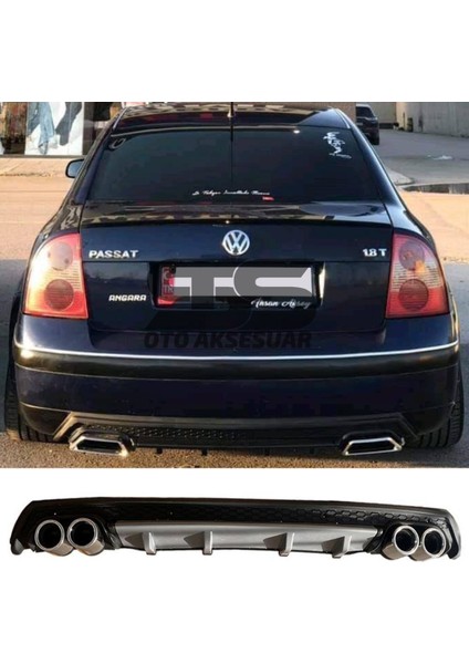 Fruens Volkswagen Passat B5 Difüzör Arka Tampon Eki 4 Egzoz Çıkışlı Gri Lüx Tip