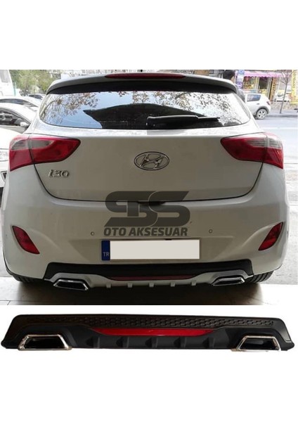 Fruens Hyundai I30 Difüzör Arka Tampon Eki 2 Egzoz Çıkışlı Siyah Reflektörlü
