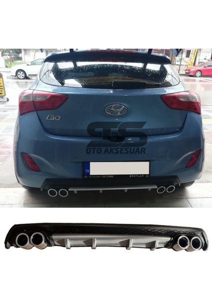 Fruens Hyundai I30 Difüzör Arka Tampon Eki 4 Egzoz Çıkışlı Gri Lüx Tip