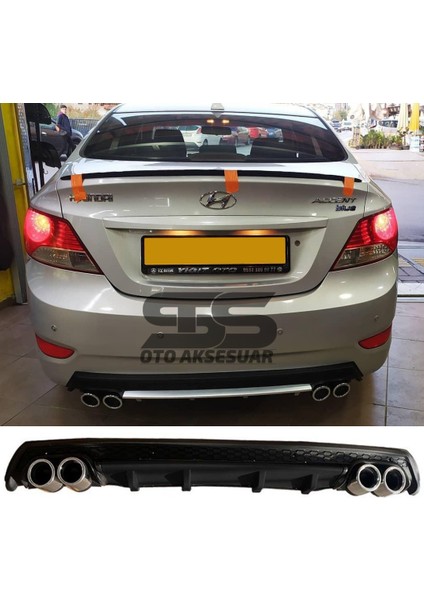 Hyundai Accent Blue Difüzör Arka Tampon Eki 4 Egzoz Çıkışlı Siyah Lüx Tip