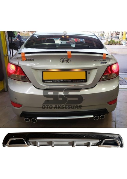 Fruens Hyundai Accent Blue Difüzör Arka Tampon Eki 2 Egzoz Çıkışlı Gri Lüx Tip