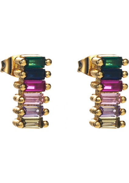 Renkli Zirkon Taşlı Geometrik Küpe (Yurt Dışından) fiyatları