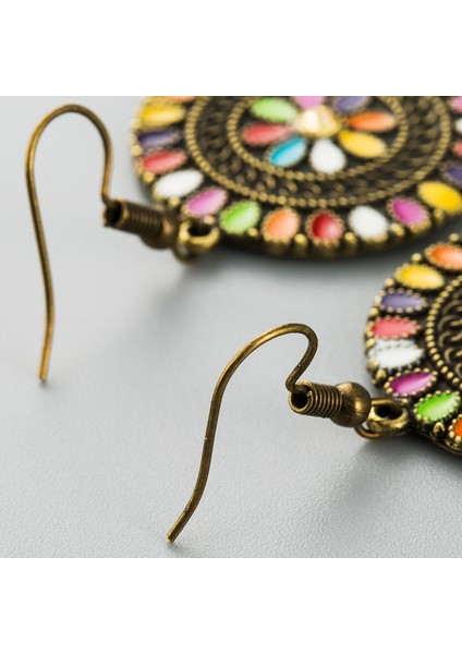 Renkli Çiçek Boho Uzun Küpe (Yurt Dışından)