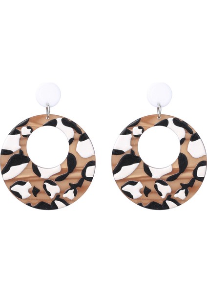 Kübik Baskı Leopar Vintage Akrilik Çıtçıt Küpe (Yurt Dışından)