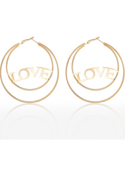 Love Harfli Daire Küpe (Yurt Dışından)