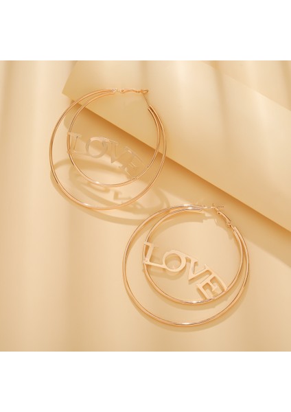 Love Harfli Daire Küpe (Yurt Dışından)