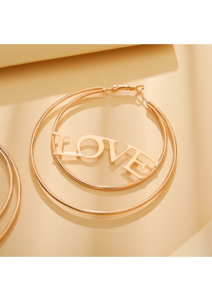 Love Harfli Daire Küpe (Yurt Dışından)
