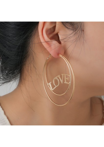 Love Harfli Daire Küpe (Yurt Dışından)