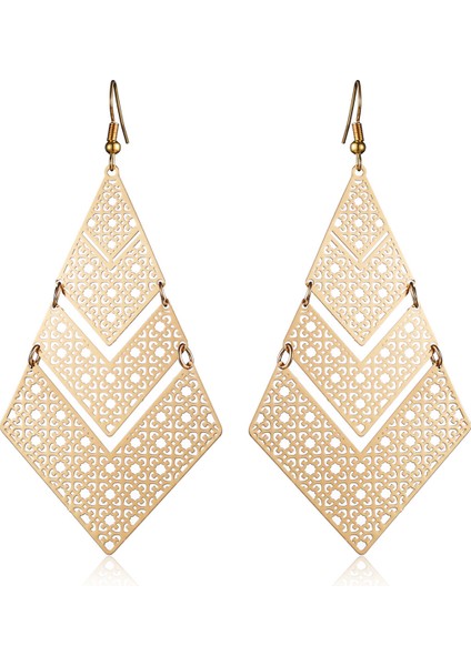 Içi Boş Oyma Çiçek Vintage Küpe (Yurt Dışından)