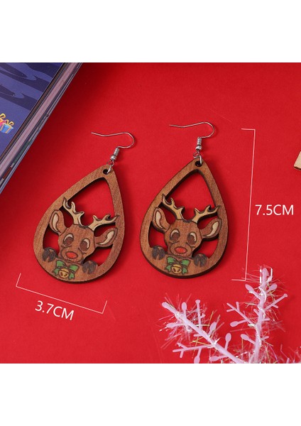 Bells Ters Çevrilebilir Ahşap Yılbaşı Küpe (Yurt Dışından)