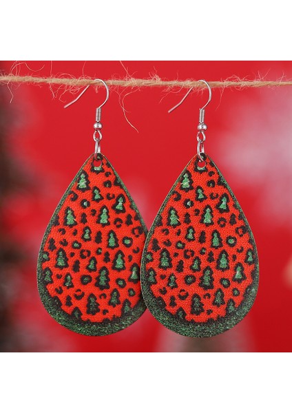 Noel Ağacı Ters Çevrilebilir Pu Deri Noel Küpe (Yurt Dışından)
