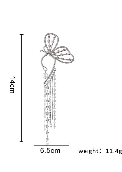 Zirkonya Kelebek Oyuklu Püsküllü Deliksiz Kulak Tekli Set Küpe (Yurt Dışından) fiyatları