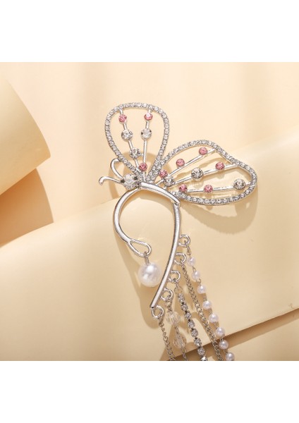 Zirkonya Kelebek Oyuklu Püsküllü Deliksiz Kulak Tekli Set Küpe (Yurt Dışından) modelleri