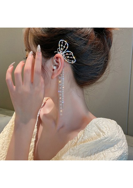 Zirkonya Kelebek Oyuklu Püsküllü Deliksiz Kulak Tekli Set Küpe (Yurt Dışından) indirimleri