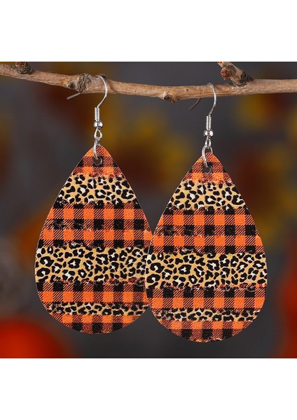 Siyah Ekose Çift Taraflı Pu Deri Küpe (Yurt Dışından) modelleri