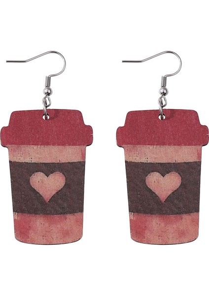 Kahve Fincanı Ters Çevrilebilir Ahşap Küpe (Yurt Dışından)