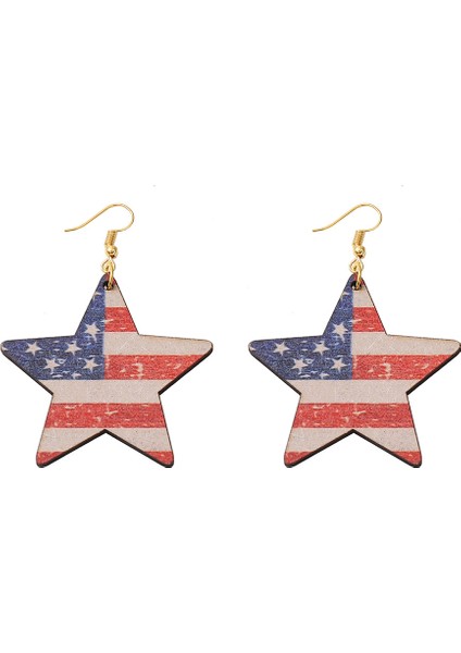 Çift Taraflı Ahşap Pentagram Küpe (Yurt Dışından)