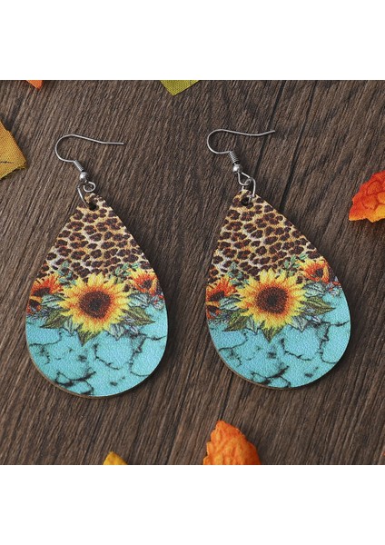 Ayçiçeği Çiçekli Ters Çevrilebilir Pu Deri Küpe (Yurt Dışından) modelleri