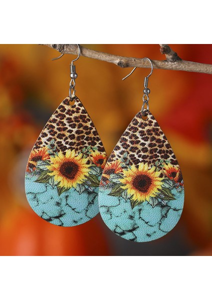 Ayçiçeği Çiçekli Ters Çevrilebilir Pu Deri Küpe (Yurt Dışından) fırsatları