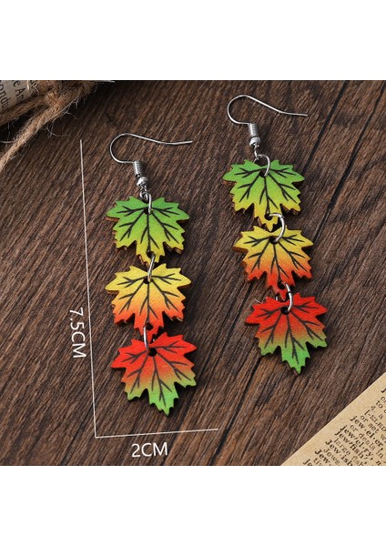 Degrade Renkli Akçaağaç Yaprağı Ters Çevrilebilir Ahşap Küpe (Yurt Dışından) modelleri