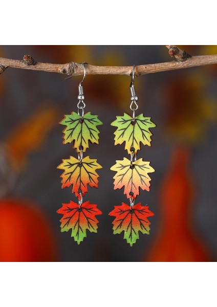 Degrade Renkli Akçaağaç Yaprağı Ters Çevrilebilir Ahşap Küpe (Yurt Dışından) fırsatları