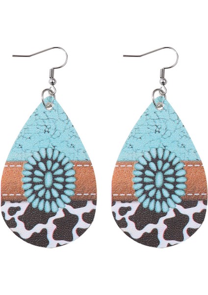 Inek Desenli Ters Çevrilebilir Pu Deri Küpe (Yurt Dışından)