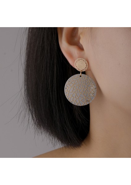 Vintage Etnik Stil Çift Katlı Oyuk Metal Küpe (Yurt Dışından)