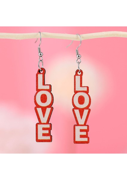 Love Harfli Ters Çevrilebilir Ahşap Küpe (Yurt Dışından) modelleri