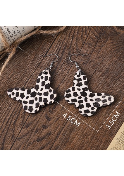 Inek Baskılı Kelebek Ters Çevrilebilir Ahşap Küpe (Yurt Dışından) fiyatları