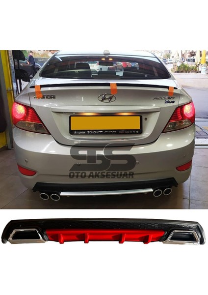 Fruens Hyundai Accent Blue Difüzör Arka Tampon Eki 2 Egzoz Çıkışlı Kırmızı Lüx Tip