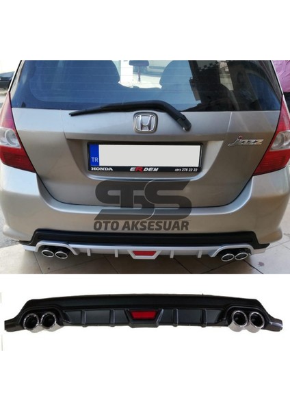 Fruens Honda Jazz Difüzör Arka Tampon Eki 4 Egzoz Çıkışlı Siyah Tip