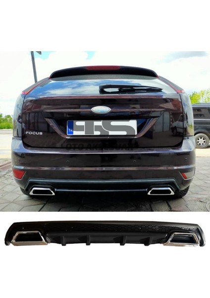 Fruens Ford Focus 2 Hb Difüzör Arka Tampon Eki 2 Egzoz Çıkışlı Siyah Lüx Tip