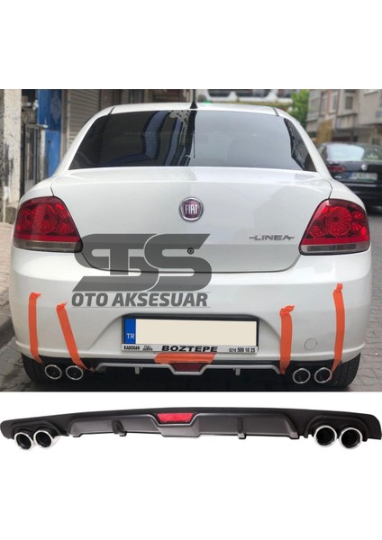 Fiat Linea Difüzör Arka Tampon Eki 4 Egzoz Çıkışlı Siyah