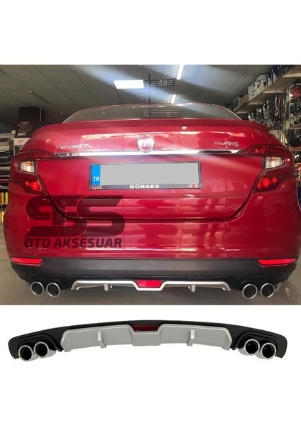 Fruens Fiat Egea Difüzör Arka Tampon Eki 4 Egzoz Çıkışlı Gri