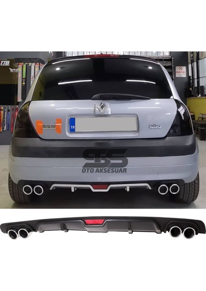 Fruens Renault Clio 2 Hb Difüzör Arka Tampon Eki 4 Egzoz Çıkışlı Siyah