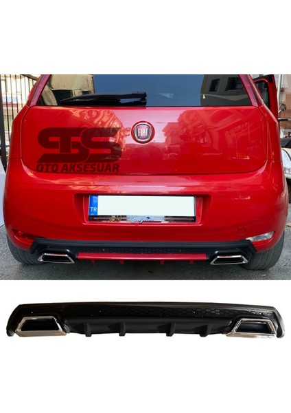 Fruens Fiat Punto Difüzör Arka Tampon Eki 2 Egzoz Çıkışlı Siyah Lüx Tip
