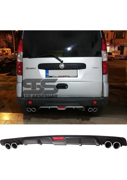 Fruens Fiat Doblo D2 Difüzör Arka Tampon Eki 4 Egzoz Çıkışlı Siyah