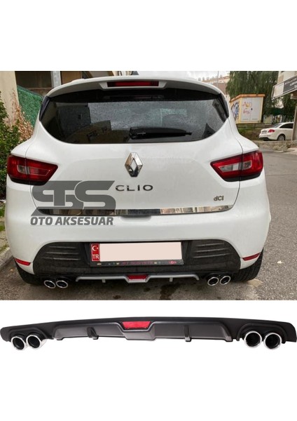 Renault Clio 4 Difüzör Arka Tampon Eki 4 Egzoz Çıkışlı Siyah