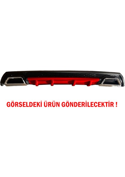 Renault Clio 4 Difüzör Arka Tampon Eki 2 Egzoz Çıkışlı Kırmızı Lüx Tip)