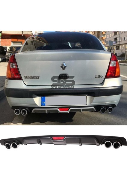 Fruens Ranault Clio 2 Sedan Difüzör Arka Tampon Eki 4 Egzoz Çıkışlı Siyah