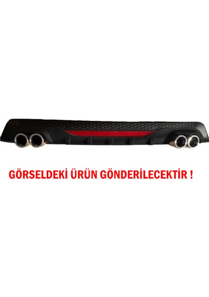 Fruens Citroen C-Elysee Difüzör Arka Tampon Eki 2 Egzoz Çıkışlı Siyah Reflektörlü