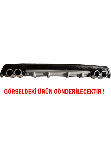 Fruens Renault Clio 4 Difüzör Arka Tampon Eki 4 Egzoz Çıkışlı Gri Lüx Tip