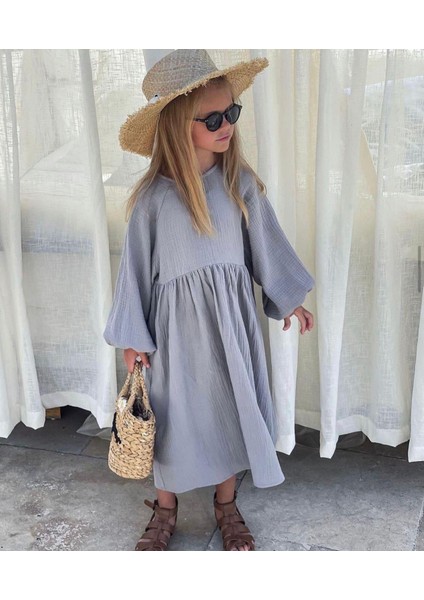 Kız Çocuk Bürümcük Kumaş Balon Mevsimlik Elbise 3 Renk Seçenekli Bohem Elbise fiyatları