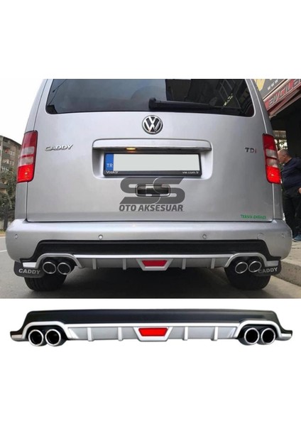 Fruens Volkswagen Caddy Difüzör Arka Tampon Eki 4 Egzoz Çıkışlı Gri